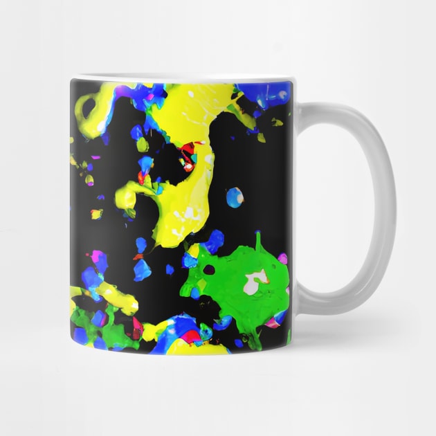 Bright coloured paint splats on a black background by Russell102